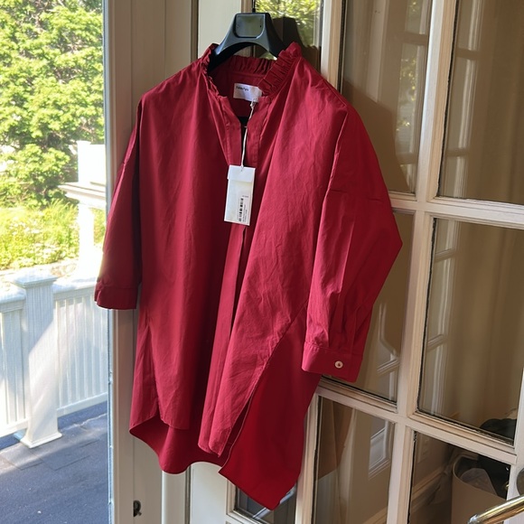 Red Ruffle Collar Blouse - Picture 3 of 10